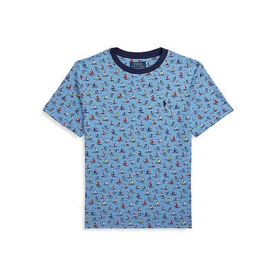 Boy's Sailboat-Print Cotton Jersey T-Shirt