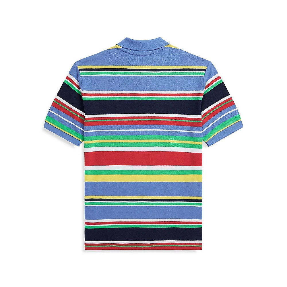 Boy's Striped Cotton Mesh Polo Shirt