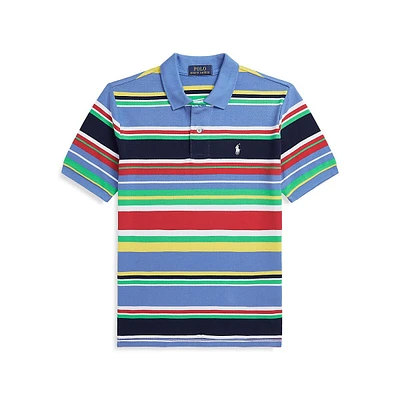 Boy's Striped Cotton Mesh Polo Shirt