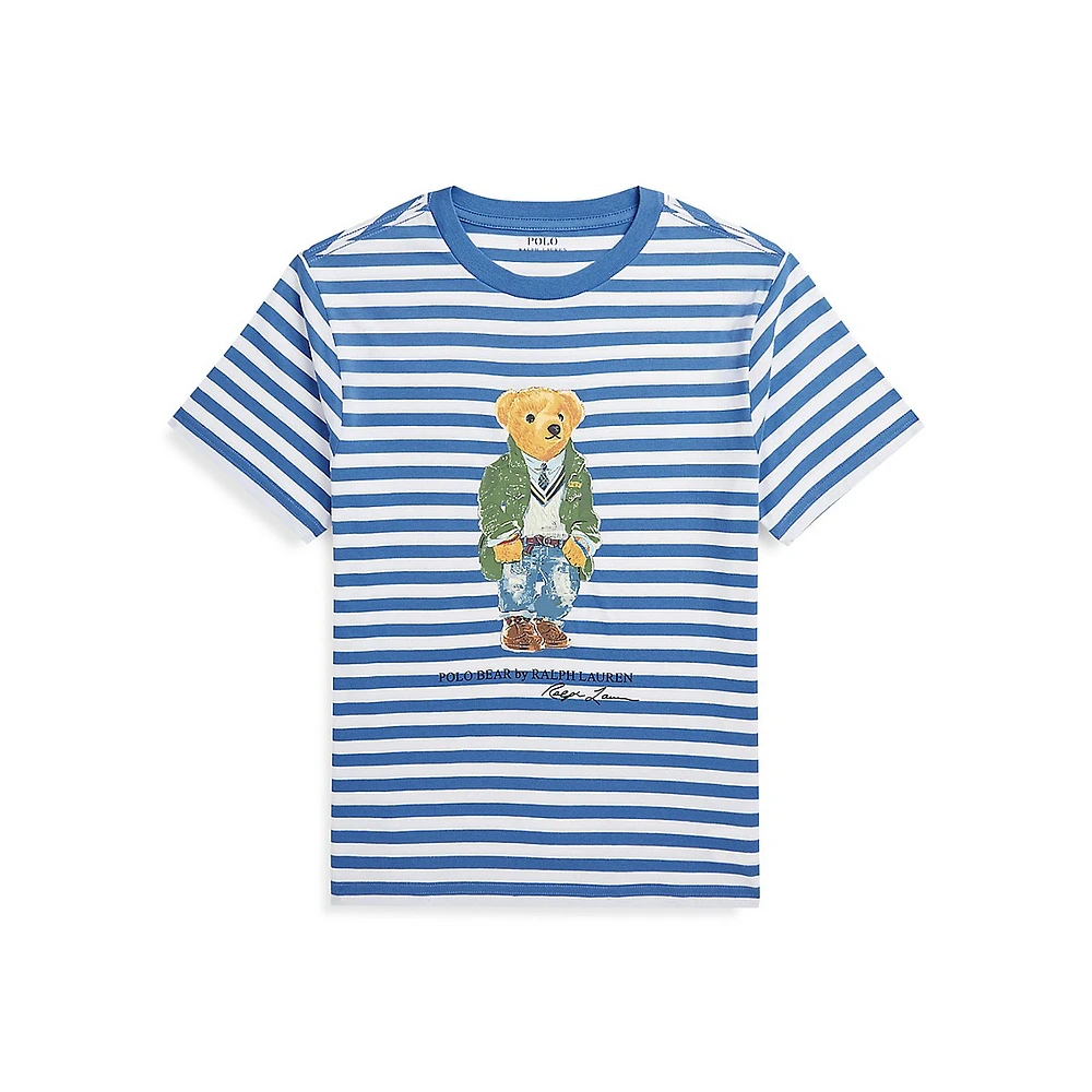 Boy's Polo Bear Striped Cotton Jersey T-Shirt