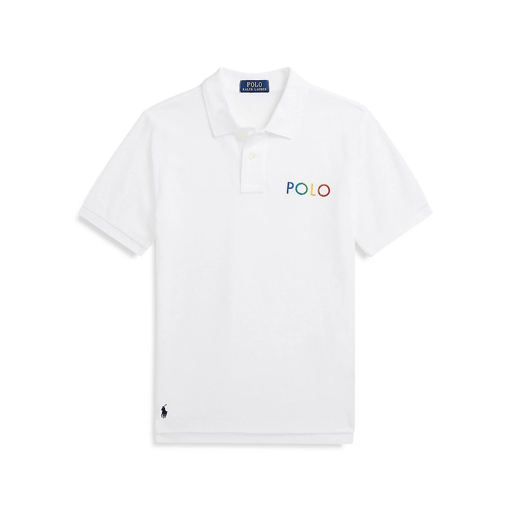 Boy's Ombré-Logo Mesh Polo Shirt