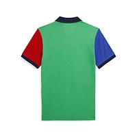 Boy's Colourblocked Ombré-Logo Mesh Polo Shirt