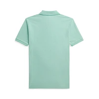 Boy's Fish-Embroidered Cotton Mesh Polo Shirt