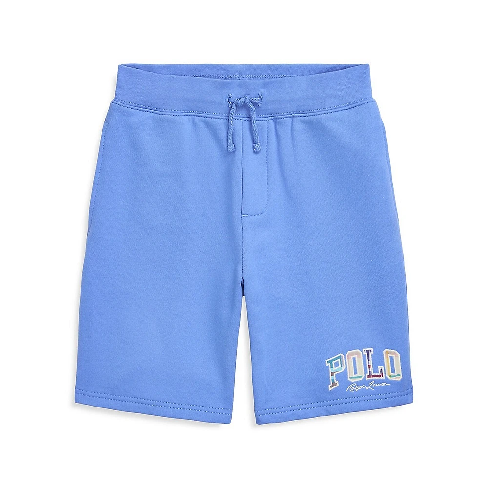 Boy's Madras-Logo Fleece Shorts