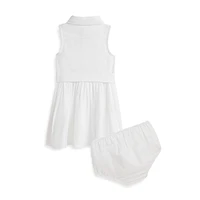 Baby Girl's 2-Piece Belted Oxford Shirtdres & Bloomers Set