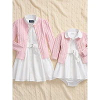 Baby Girl's 2-Piece Belted Oxford Shirtdres & Bloomers Set