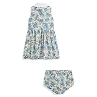 Baby Girl's 2-Piece Floral Oxford Shirtdress & Bloomer Set