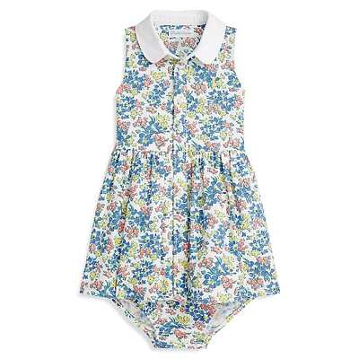 Baby Girl's 2-Piece Floral Oxford Shirtdress & Bloomer Set
