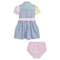 Baby Girl's 2-Piece Striped Cotton Fun Shirtdress & Bloomer Set