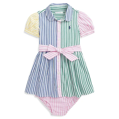 Baby Girl's 2-Piece Striped Cotton Fun Shirtdress & Bloomer Set
