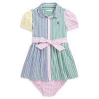 Baby Girl's 2-Piece Striped Cotton Fun Shirtdress & Bloomer Set