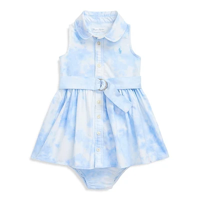 Baby Girl's Belted Graphic Shirtdress & Bloomers