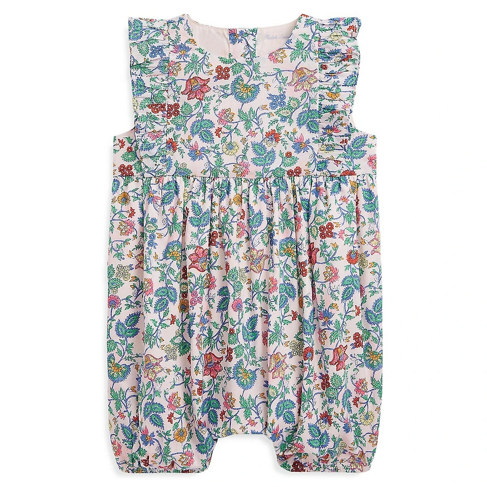 Baby Girl's Floral Batiste Bubble Shortalls