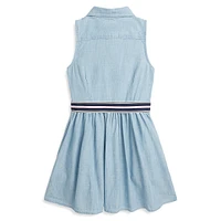 Little Girl's Belted Chambray Shirtdress