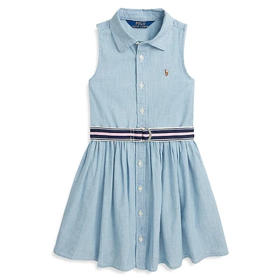 Little Girl's Belted Chambray Shirtdress