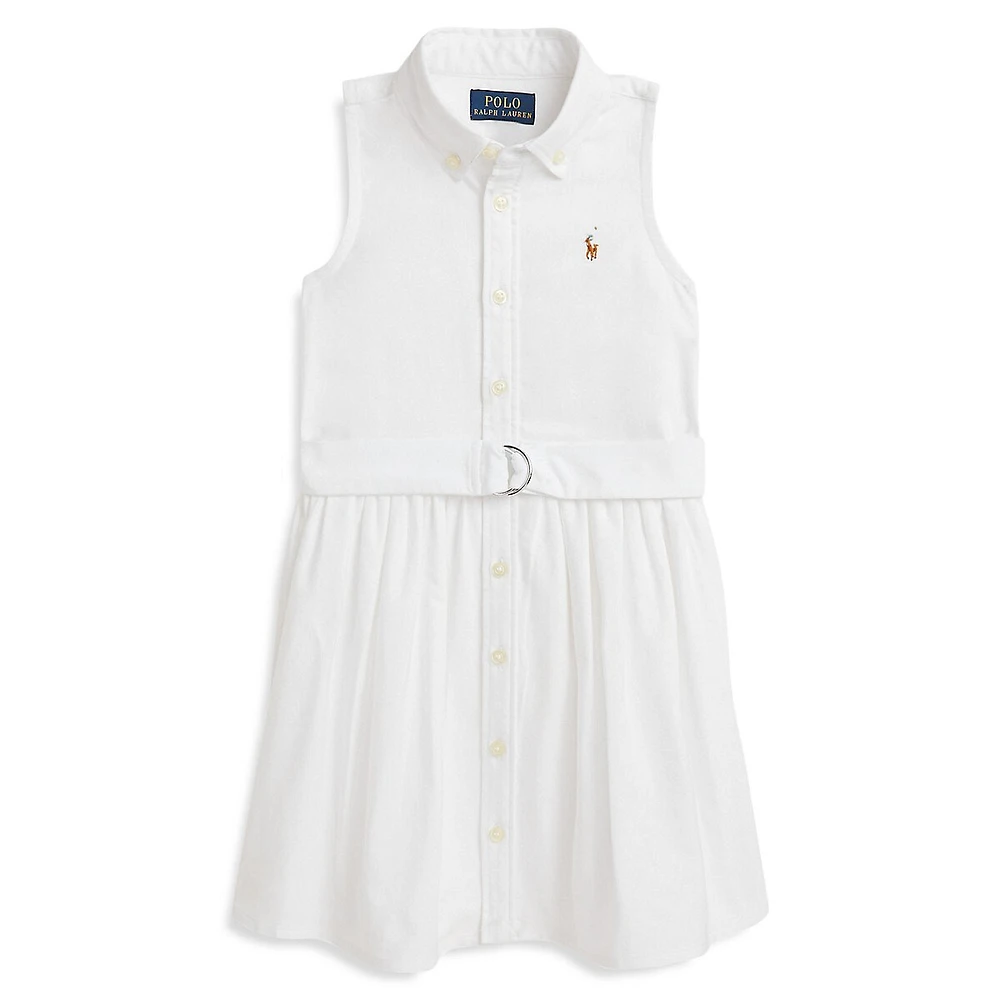 Little Girl's Belted Cotton Oxford Shirtdress