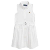 Little Girl's Belted Cotton Oxford Shirtdress