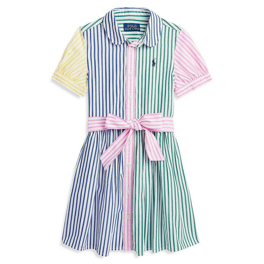 Little Girl's Striped Cotton Fun Shirt Dress