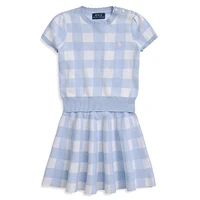 Little Girl's 2-Piece Gingham Cotton Sweater & Skirt Set