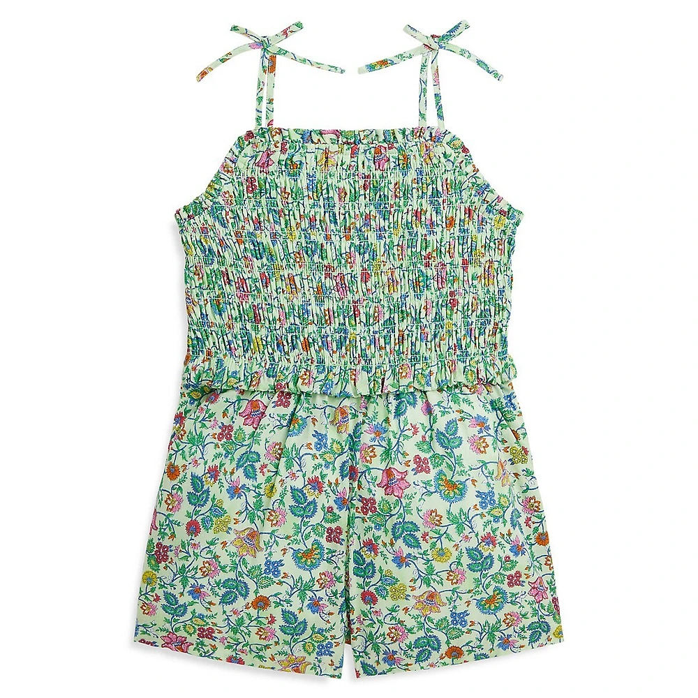 Little Girl's Floral Smocked Cotton Batiste Romper