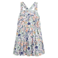 Little Girl's Tropical-Print Linen-Cotton Dress