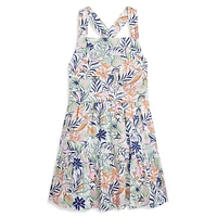 Little Girl's Tropical-Print Linen-Cotton Dress