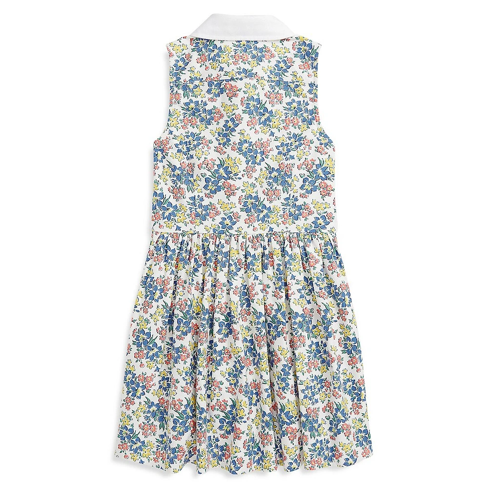 Little Girl's Floral Oxford Shirtdress