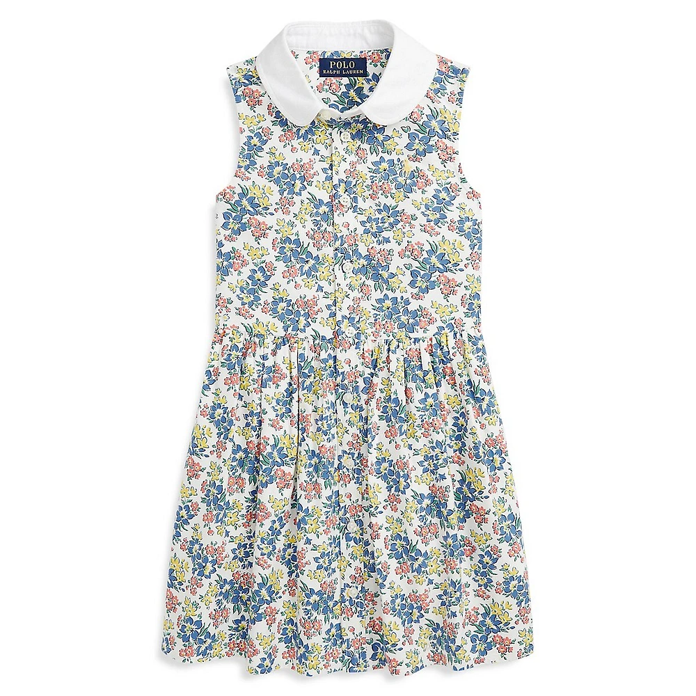 Little Girl's Floral Oxford Shirt Dress