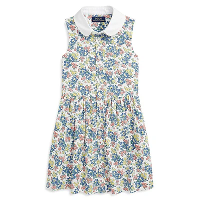 Little Girl's Floral Oxford Shirtdress