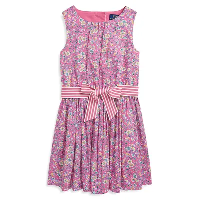 Little Girl's Floral Poplin Dress