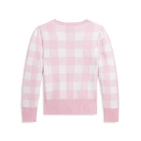 Little Girl's Gingham Cotton Cardigan