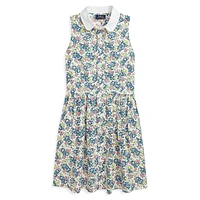 Girl's Floral Oxford Shirtdress