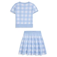 Girl's 2-Piece Gingham Sweater & Skirt Set