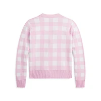 Girl's Gingham Check Cardigan