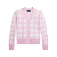 Girl's Gingham Check Cardigan