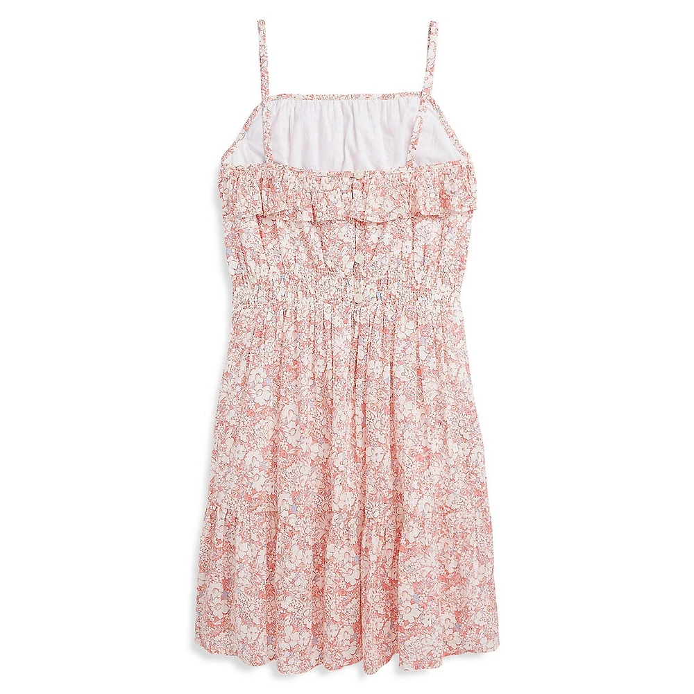 Girl's Floral Cotton Seersucker Dress