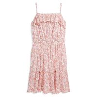 Girl's Floral Cotton Seersucker Dress