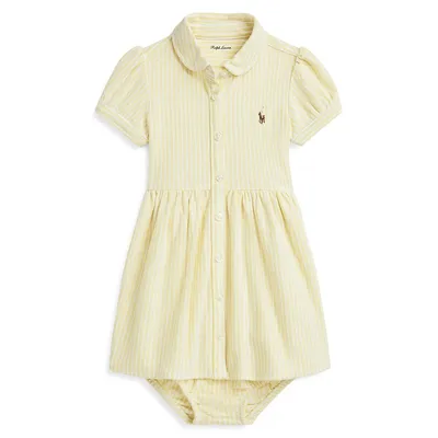 Baby Girl's 2-Piece Striped Oxford Shirtdress & Bloomers Set