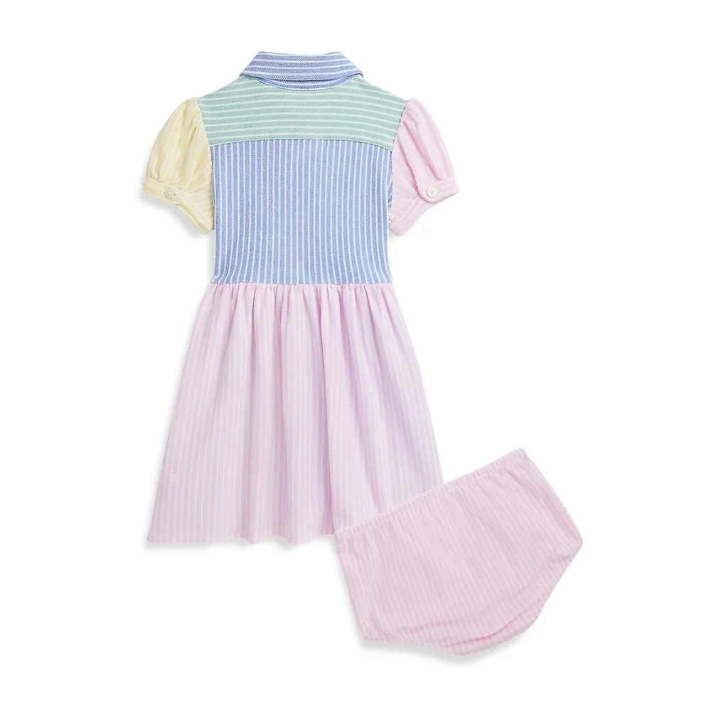 Baby Girl's Mesh Fun 2-Piece Shirt Dress & Bloomer Set