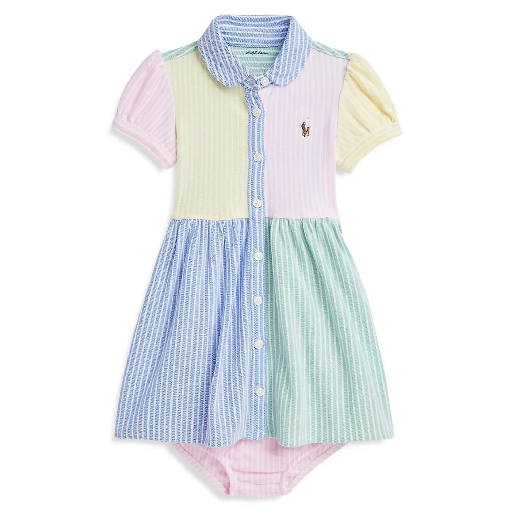 Baby Girl's Mesh Fun 2-Piece Shirt Dress & Bloomer Set