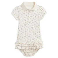 Baby Girl's Floral Soft Cotton Polo Dress & Bloomers