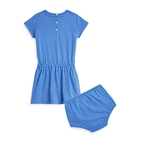 Baby Girl's 2-Piece Polo Bear Jersey Dress & Bloomers Set