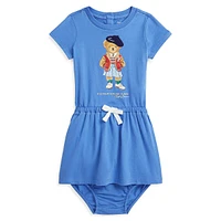 Baby Girl's 2-Piece Polo Bear Jersey Dress & Bloomers Set