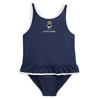 Baby Girl's Polo Bear Ruffled One-Piece Swimsuit