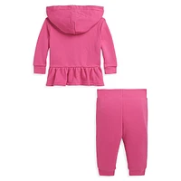 Baby Girl's 2-Piece Peplum Hoodie & Joggers Set