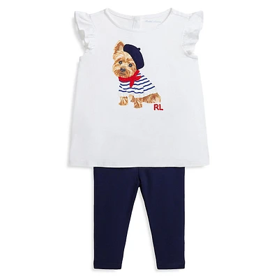 Baby Girl's 2-Piece Dog-Print T-Shirt & Legging Set