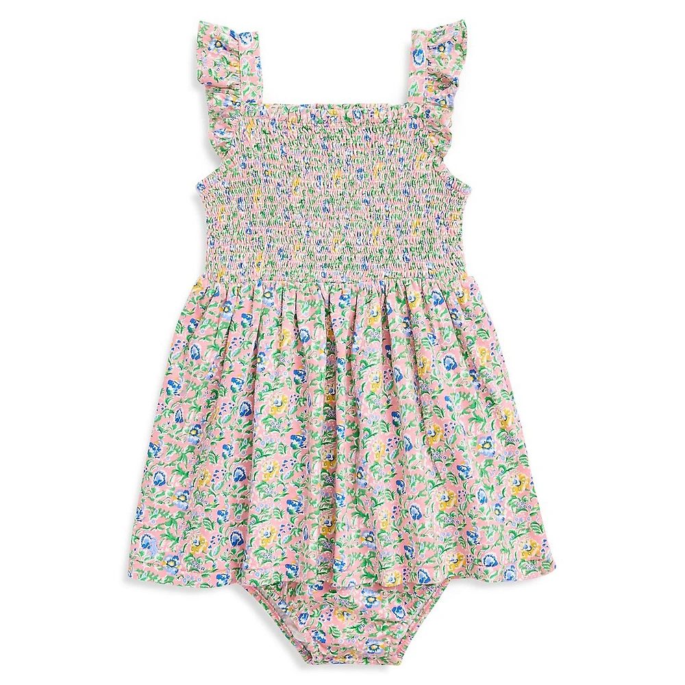 Baby Girl's Floral Smocked Cotton Dress