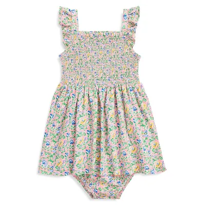 Baby Girl's Floral Smocked Cotton Dress
