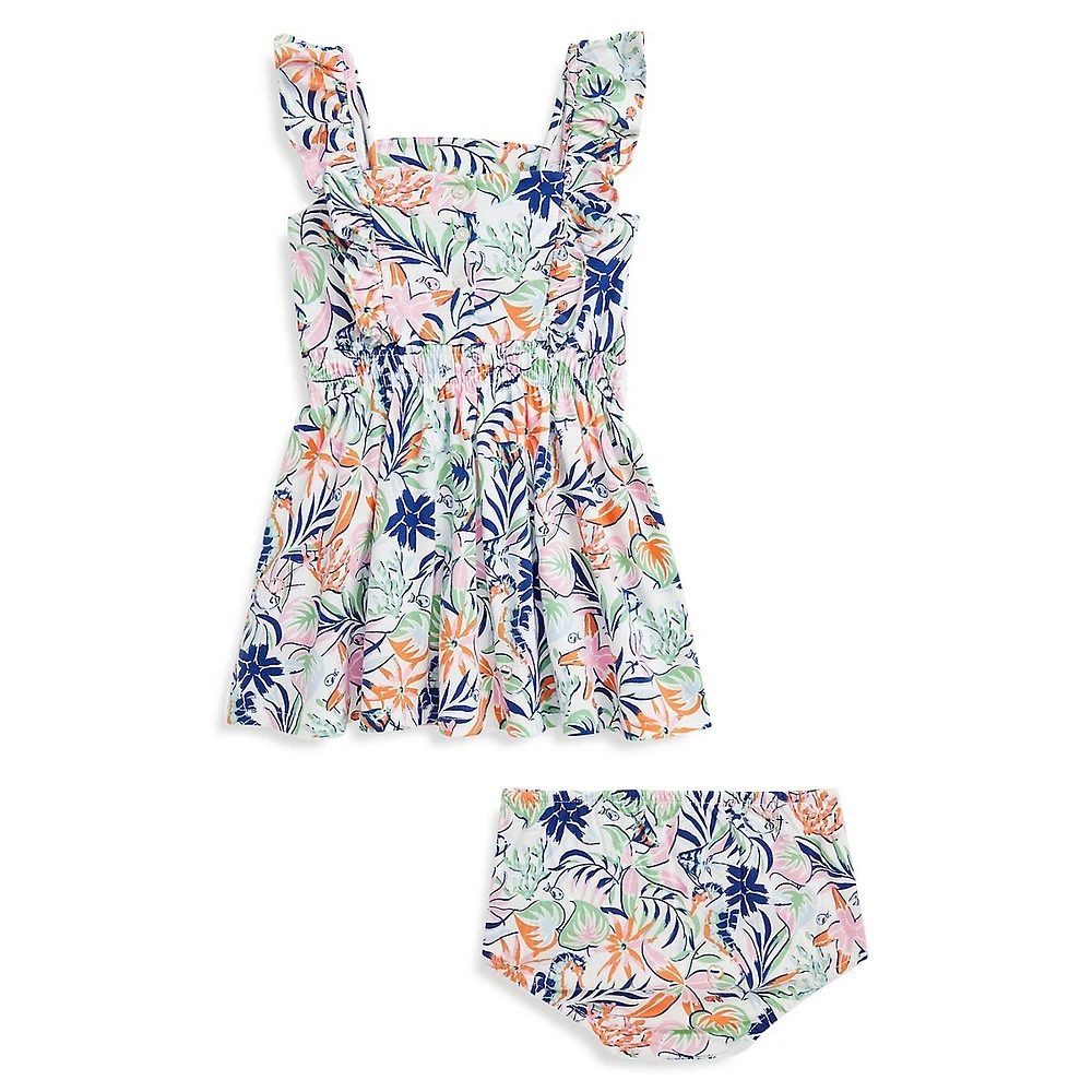 Baby Girl's 2-Piece Tropical-Print Dress & Bloomer Set