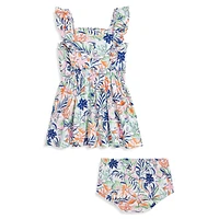 Baby Girl's 2-Piece Tropical-Print Dress & Bloomer Set